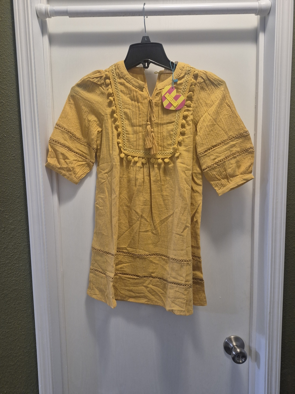 Girls' Yellow Pom-Pom Tunic Top